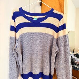 Anthropologie Blue & Cream Striped Scoop-Neck Sweater
